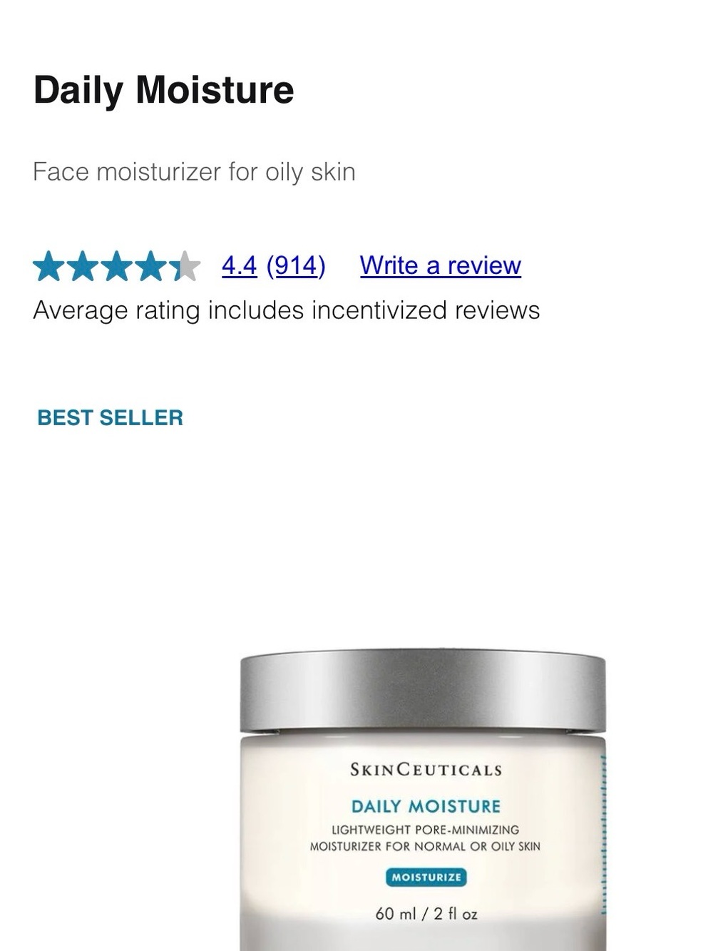 SkinCeuticals Daily Moisture Lightweight Moisturizer - White & Silver